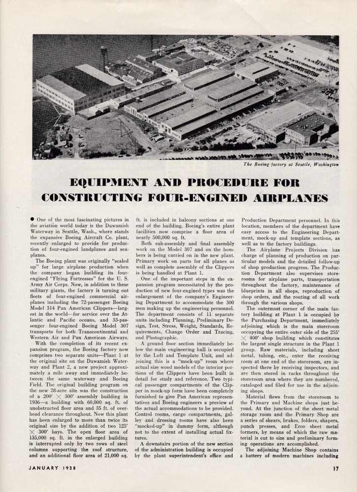 1938 Article for Constructing four-engine Airplanes  11/11/2024f
