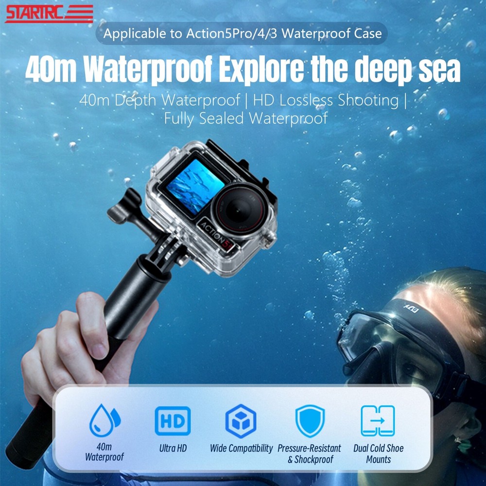 Waterproof Case for DJI Action 5 Pro 4 3 40m Diving Shell