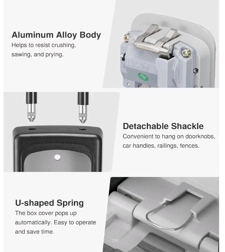 Puroma Lock Box Large Key Resettable Combination Code Security Safe Wall Mount