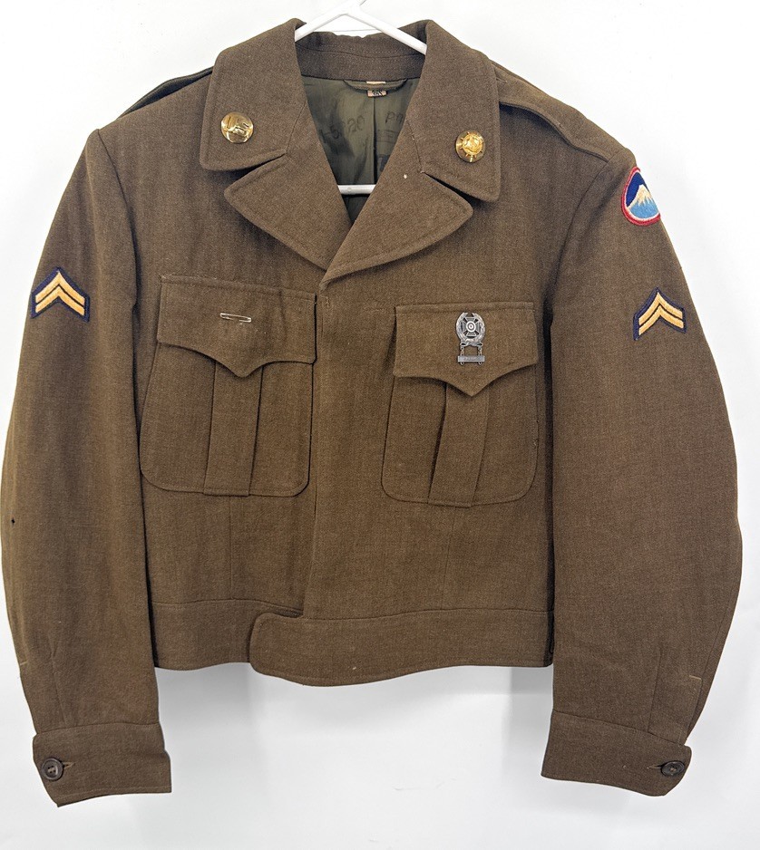 WWII  Army Transport Far East Corporal Grenade Qualification Coat Jacket Brown