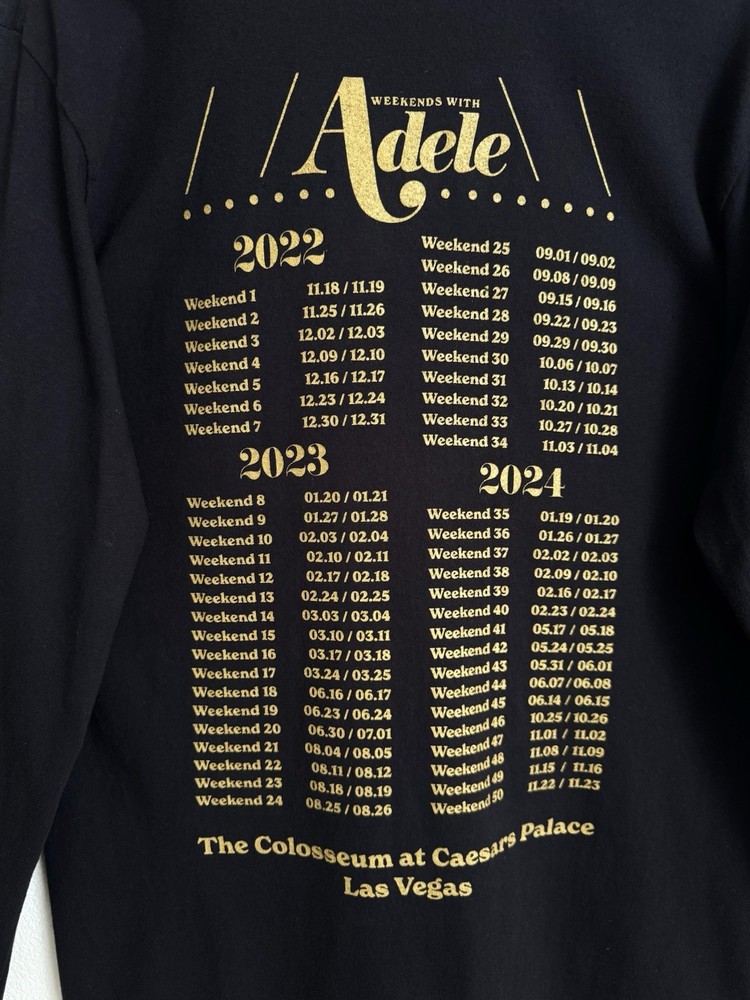 Adele Weekends With Adele Las Vegas Long Sleeve Shirt Black Medium Official