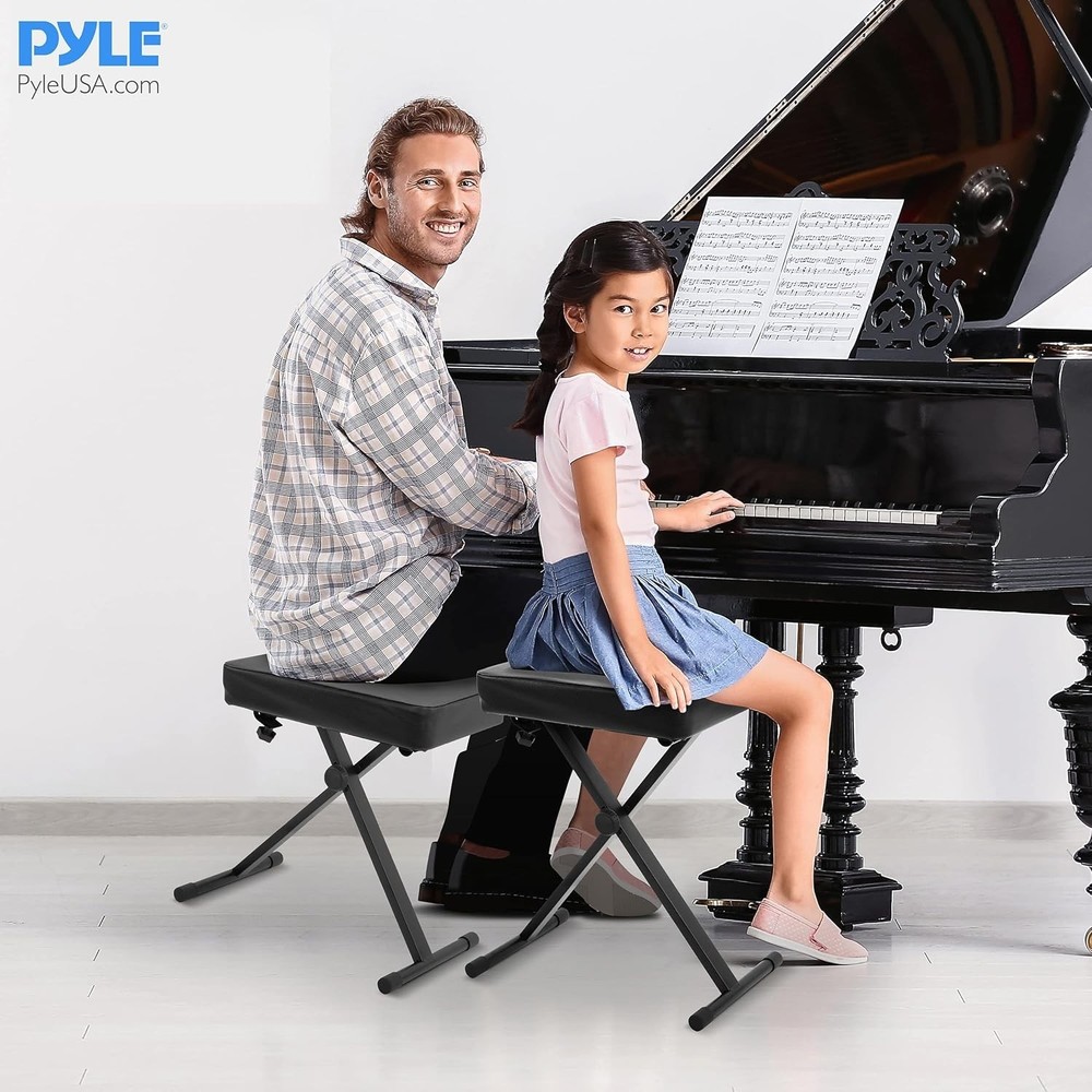 Adjustable Padded Keyboard Bench – Folding X-Style Keyboard Bench