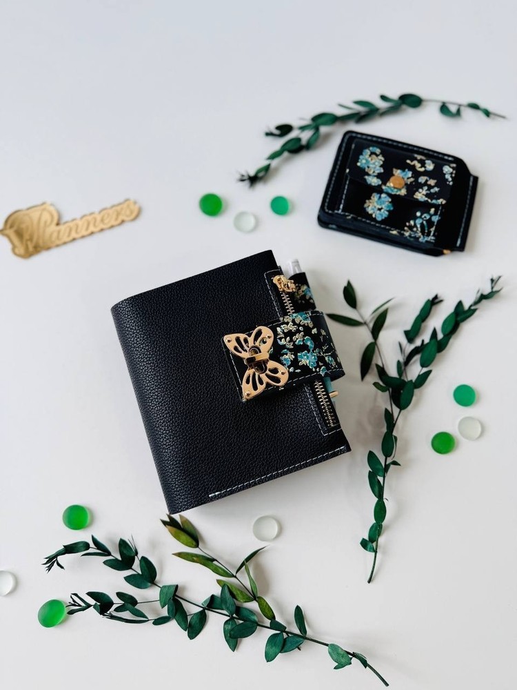 Leather mini notebook cover A7 binder,Planner A7 binder personal size.