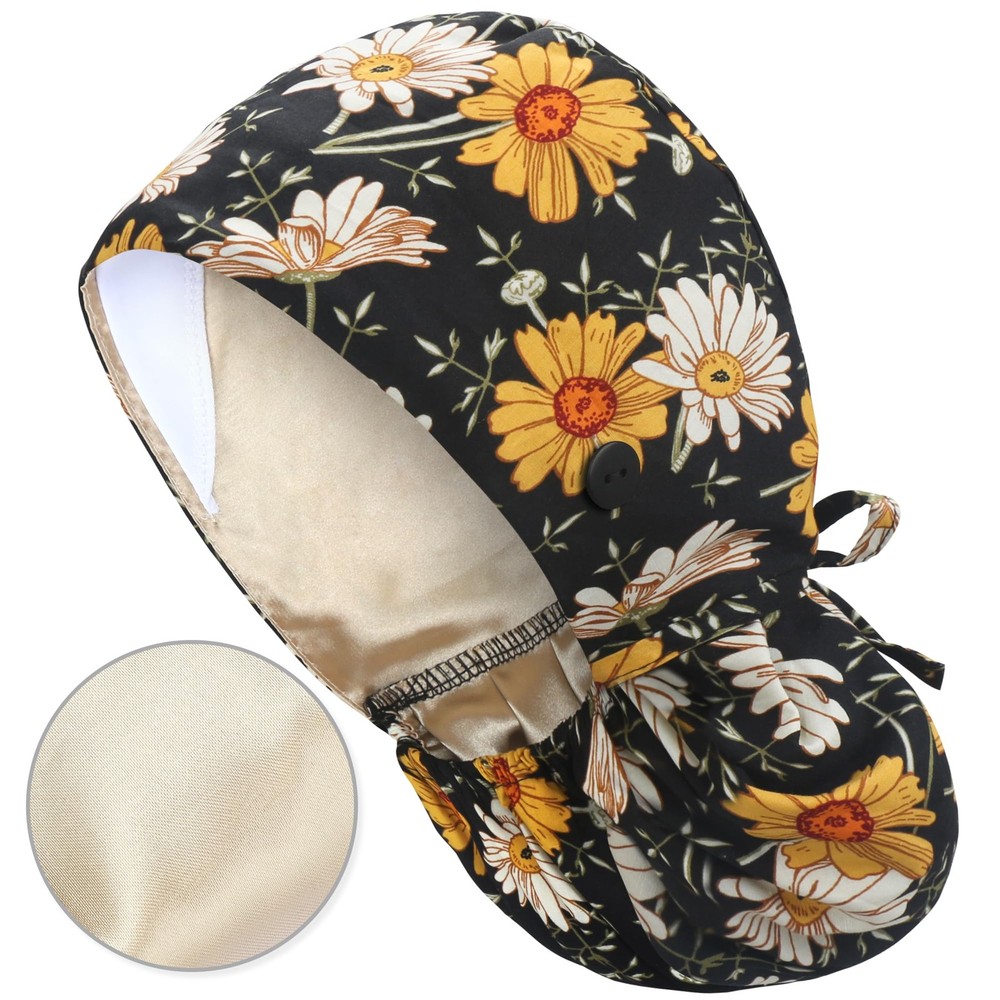 Adjustable Working Cap with Button Cotton Hat Sweatband Ponytail Pocket
