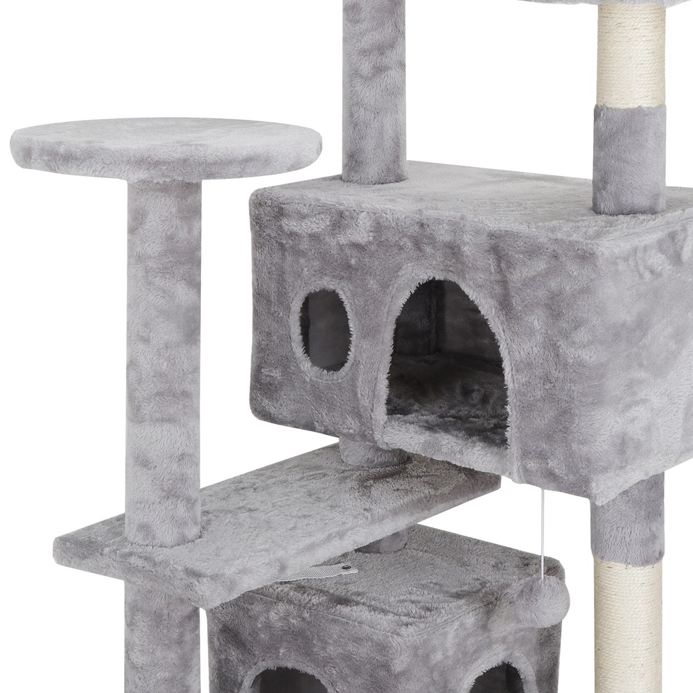 53" Multi level Cat Tree Tower for Multiple Cats W/Sisal Posts, Plush Perch