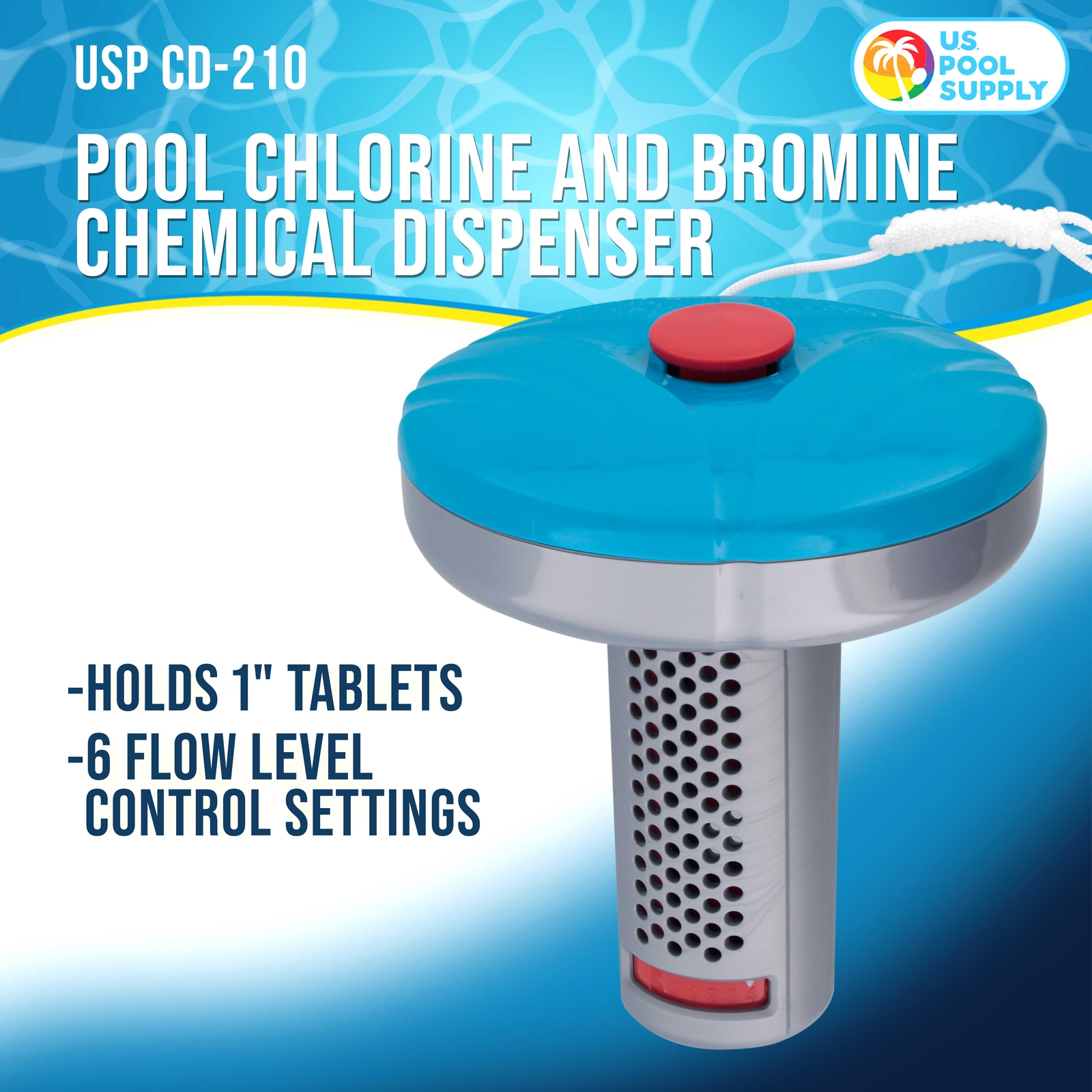 Floating Spa, Hot Tub, Pool Chlorine & Bromine Chemical Dispenser, 6 Settings