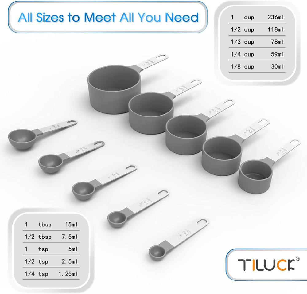 Measuring Cups & Spoons Set, Stackable Cups and Spoons, Nesting Measure Cups wit