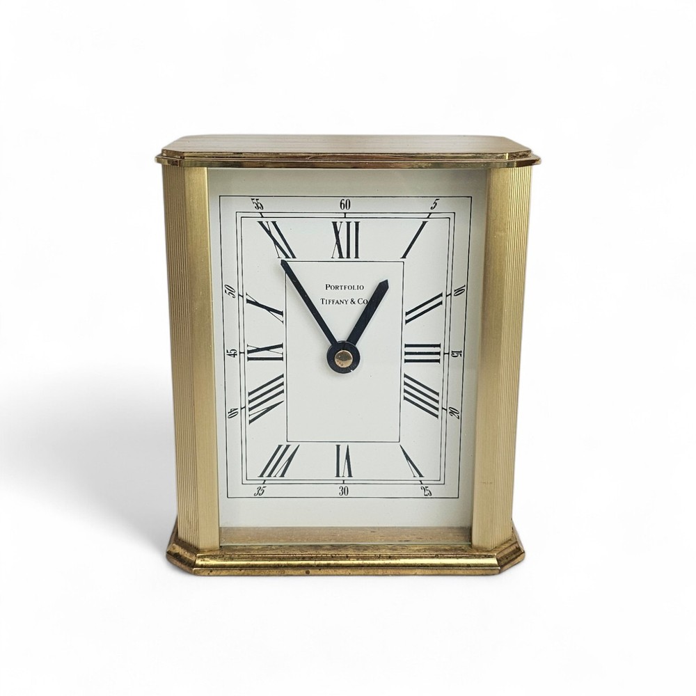 Tiffany & Co #2100 Solid Brass Quartz Desk Clock Quartz Movement