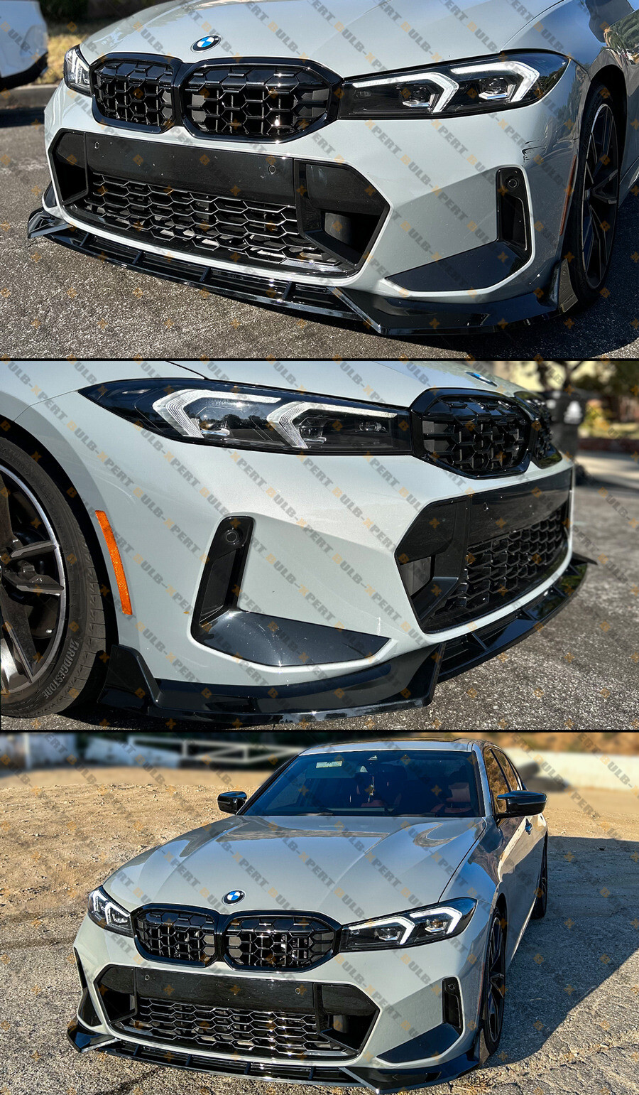 GT Style Gloss Black Front Bumper Lip Kit For 2023-24 BMW G20 M340i 330i M Sport