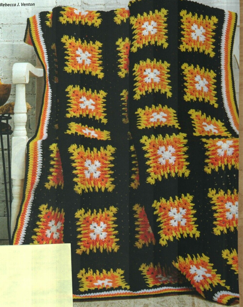 CANDY CORN BLANKET AFGHAN HOME DECOR CROCHET PATTERN INSTRUCTIONS