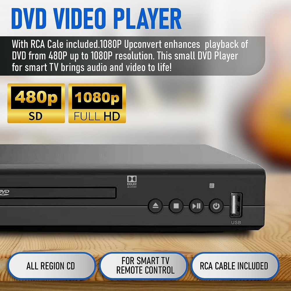 Philips DVD Player for Smart TV. Compatible with CD, DVD, MP3 + Remote Control