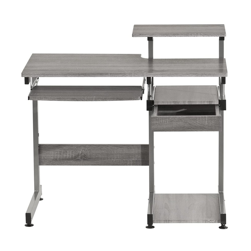 Techni Mobili Complete Computer Workstation Desk, Gray, 37.75" W x 22" D x 35...