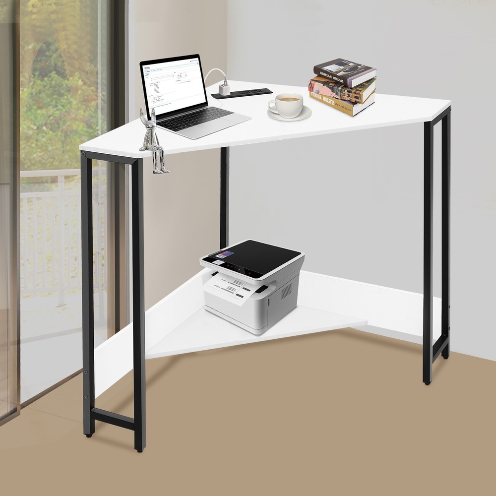 Computer Desk Corner Desk with Outlets Home Office Desk Triangular Corner Table