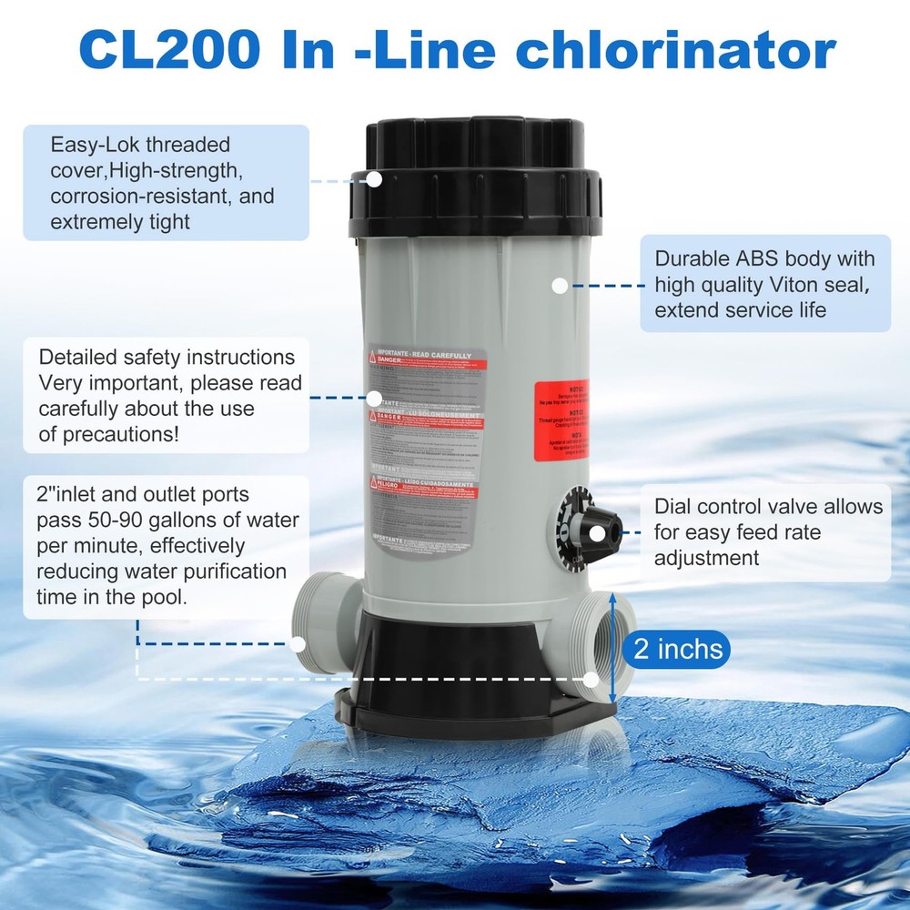 CL200 Inline Chlorinator Replacement hayward cl200 pool chlorinator is grey