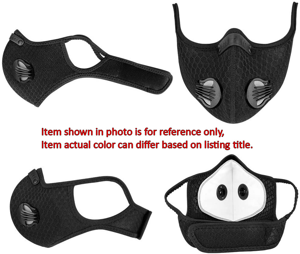 Nylon Mesh Face Mask w/ Replaceable PM2.5 HEPA Carbon Filter (Solid Black)