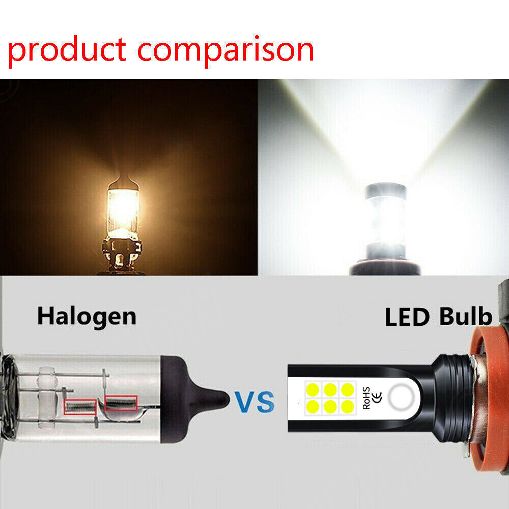 2X LED Fog Light Bulbs H8 H11 Fog Light Bulb White 6500K High Power DRL Lamps