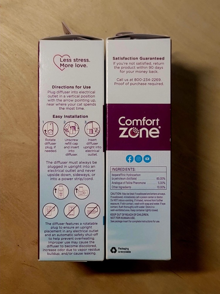 2 Boxes 🐈 Comfort Zone Single & Multi-Cat Calming Diffuser Refills, 2 PACK