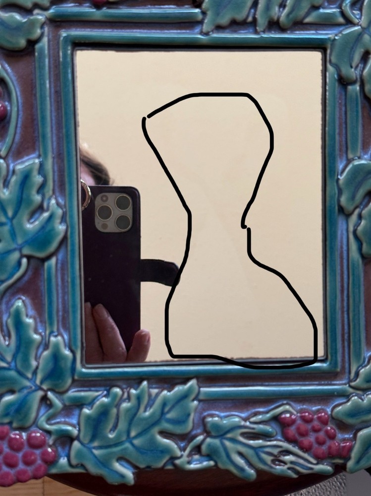 Alamo Tile Grape & Leaf Ceramic Framed Mirror Signed READ