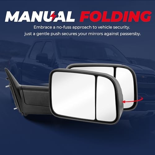 Left Driver Side Mirror Compatible with Dodge Ram 1998-2002 Black Basic style