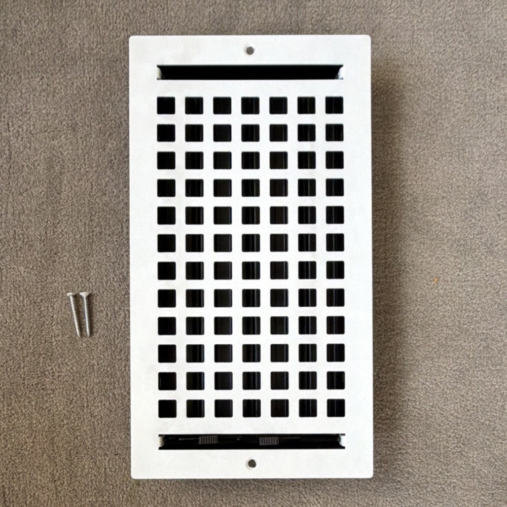 White Adjustable Rectangle Metal Plastic Vent Cover