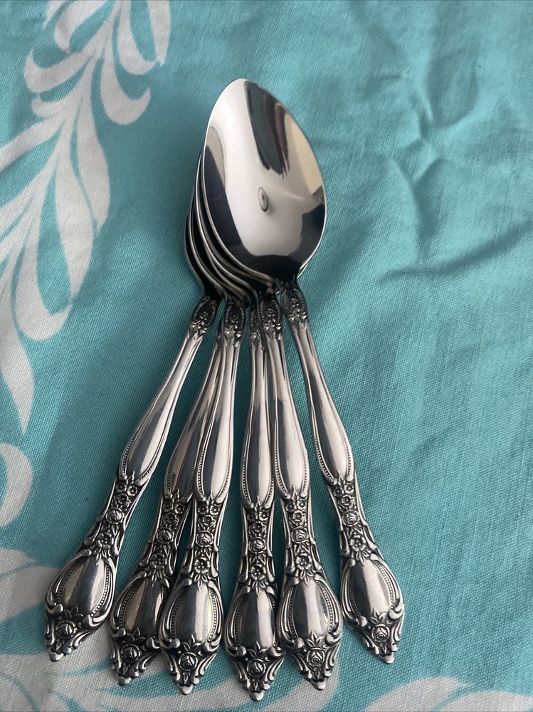 6 Oneida West Bend AFFECTION Stainless USA Glossy Teaspoons Flatware