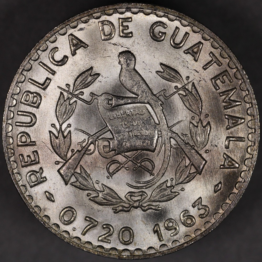 1963 Guatemala Silver 50 Centavos Uncirculated