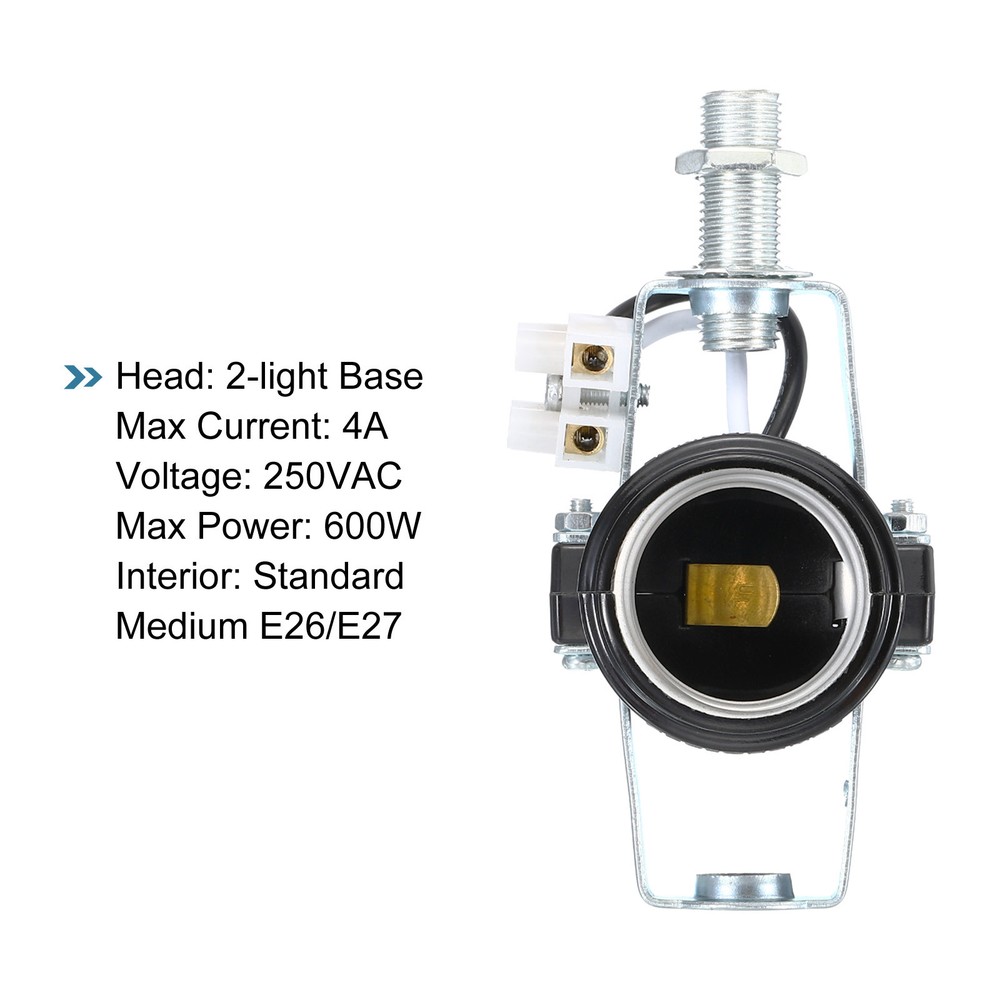 2pcs E27 Double Base Bulb Socket Adapter M10 Thread Lamp Holder 2 Light Socket