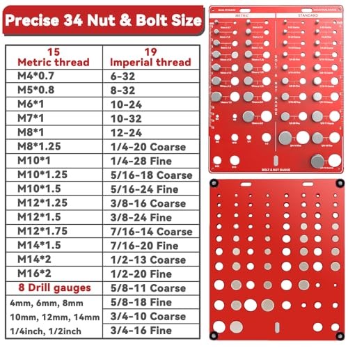 42 Nut and Bolt Thread Checker, Bolt Size and Thread 42 Thread Checker - Square