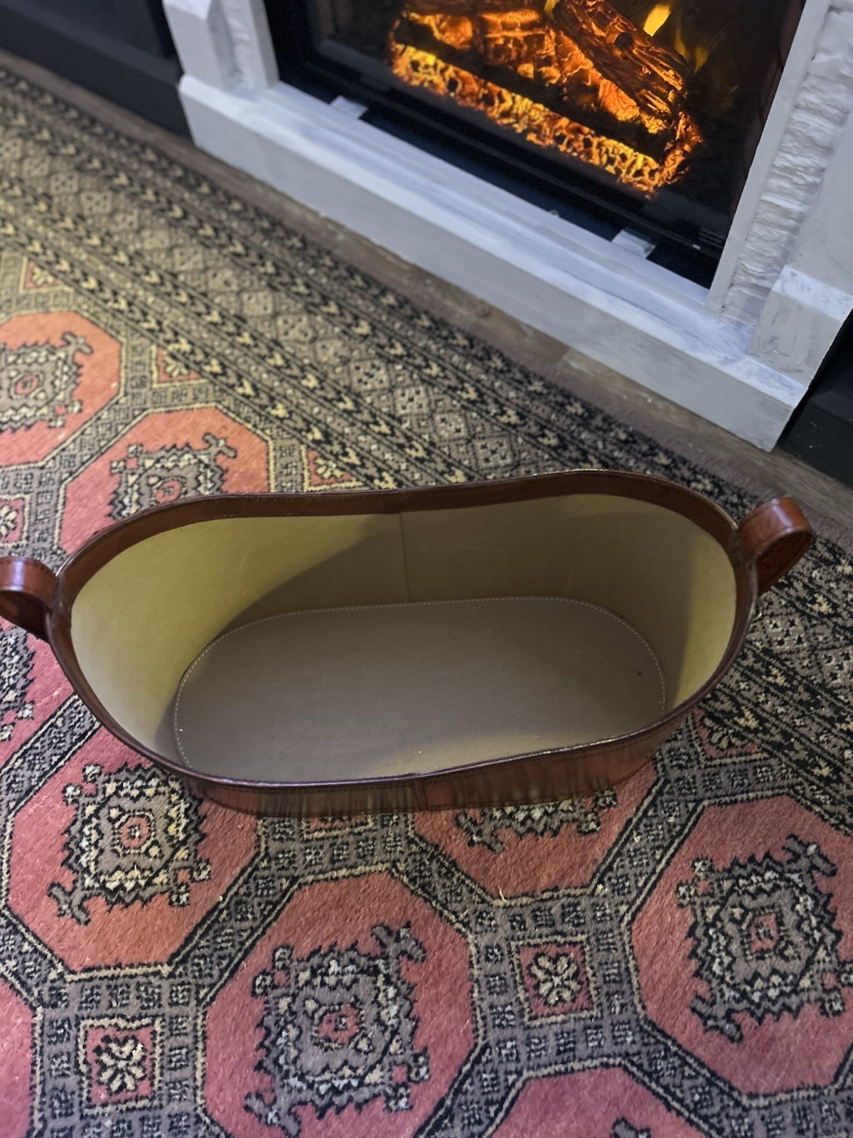 Equestrian stable leather bucket