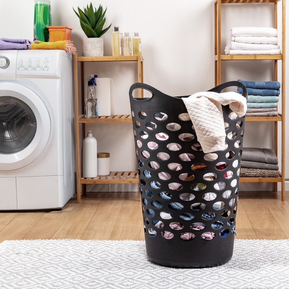 Mainstays Flex Carrying Handles Laundry Hamper, Black
