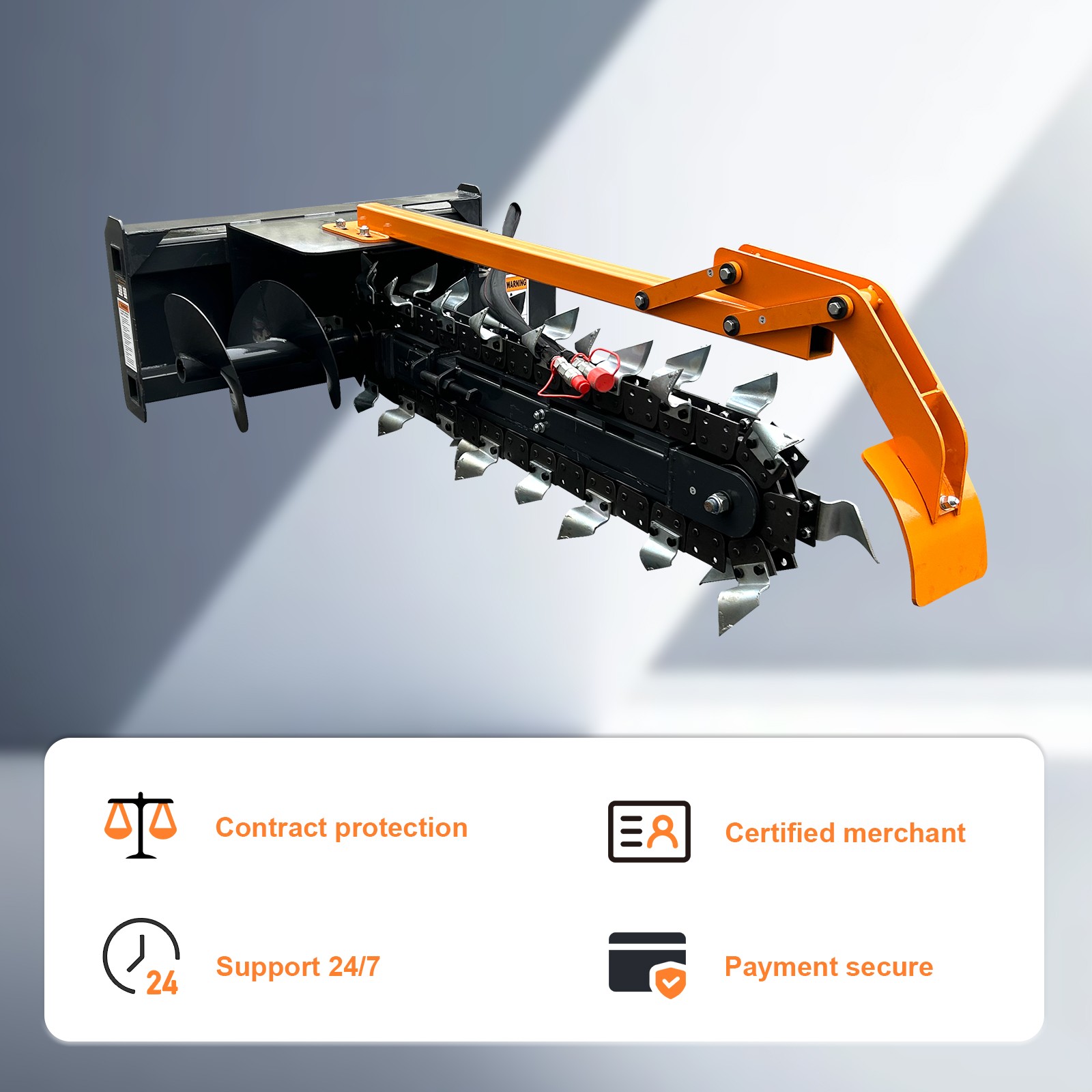 Wolverine 48" Skid Steer Loader Hydraulic Trencher Attachment 8" W TCR-12-48H US