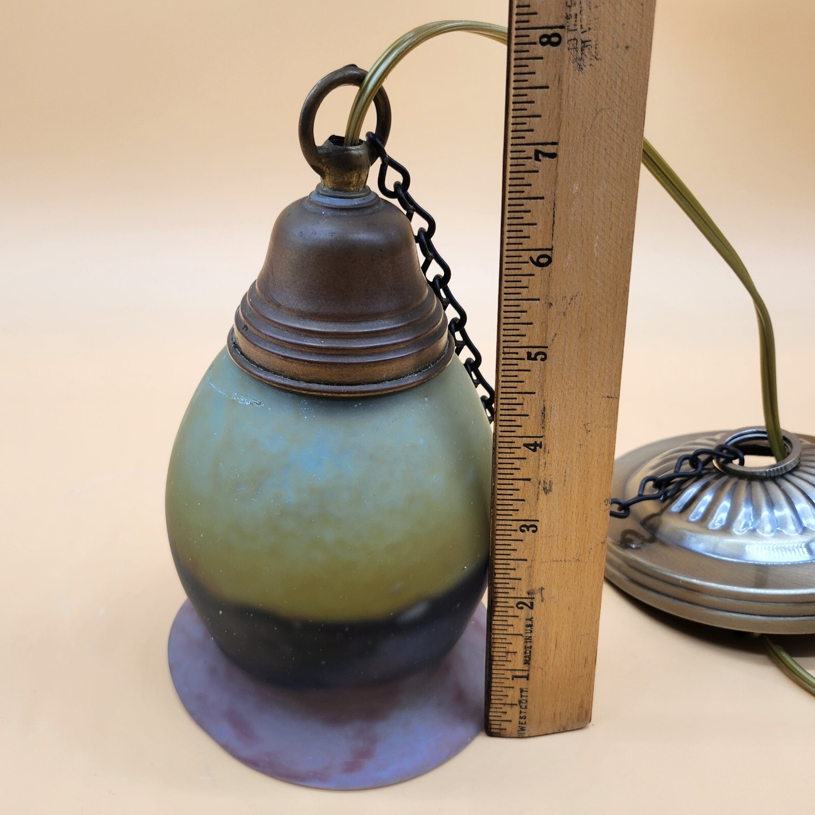 Vintage Art Glass Hanging Ceiling Pendant Light Fixture