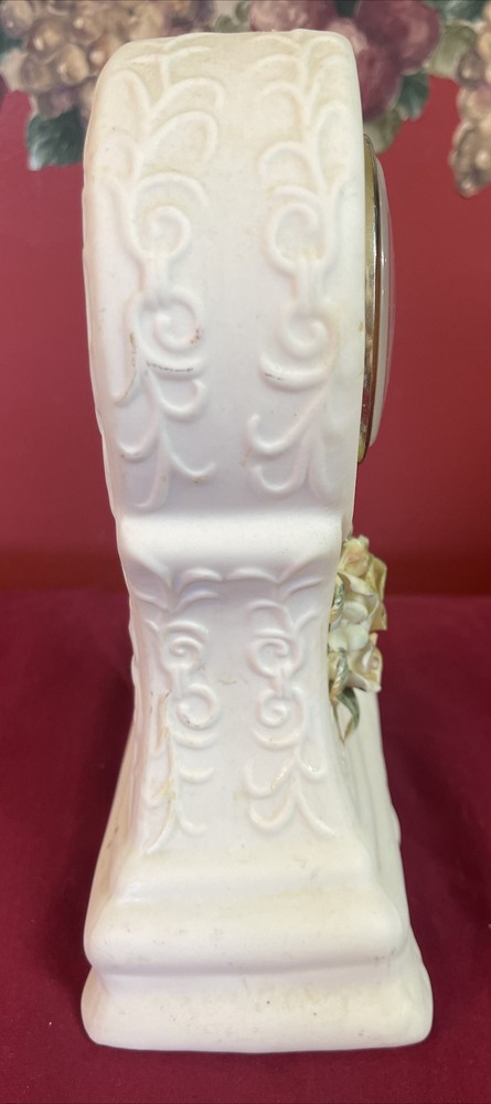 Vintage Solid Porcelain Mantel Clock Capodimonte Roses Beautiful!