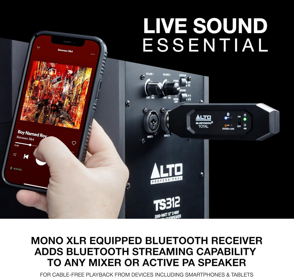 Bluetooth Total 2 XLR Equipped Rechargeable Bluetooth Receiver for Mixing Desk A