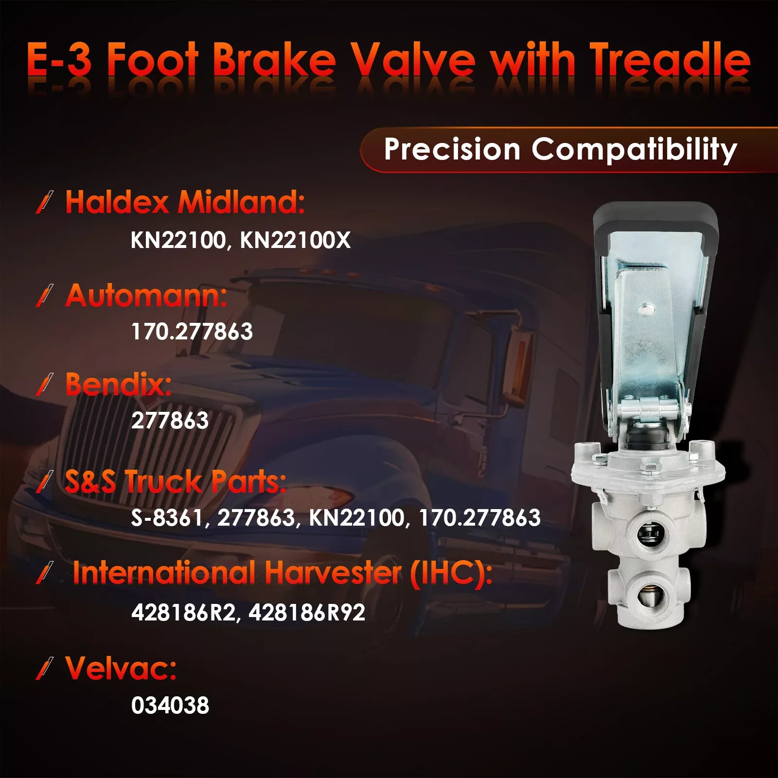 E-3 Single Circuit Foot Brake Control Valve For Haldex Bendix Automann KN22100