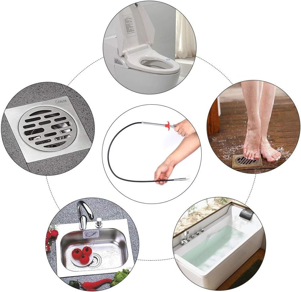 Flexible Drain Cleaner Tool with Plastic Handle for Easy Operation and Control