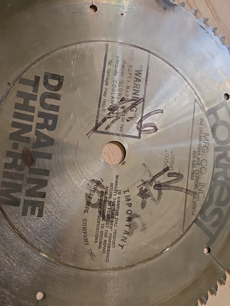 Forrest Duraline Thin-rim 10 Inch Blade 80 teeth- Missing One