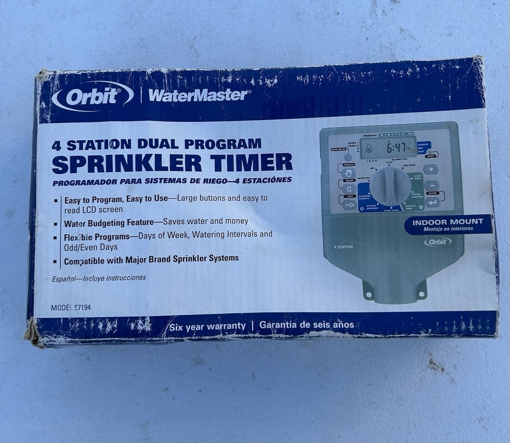 Orbit 57194 Sprinkler Timer 4 Station Dual Program NEW Opened Box SHIPS FREE