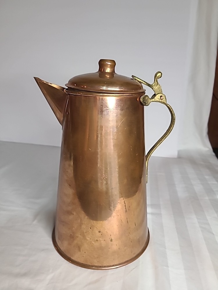 10" Copper Pitcher With Brass Handle