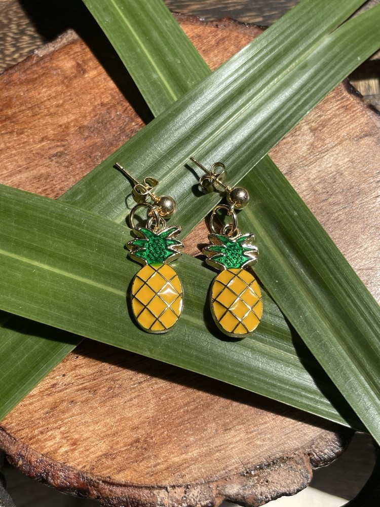 Handmade Pineapple Ball Post Earrings, Hypoallergenic