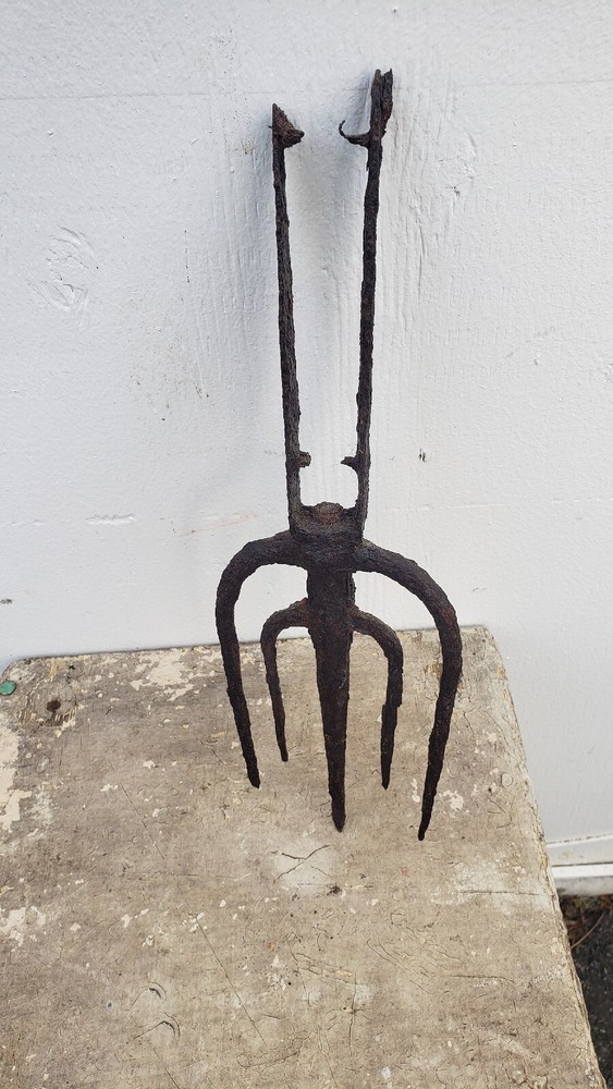 Vtg Fish Gig Fishing Barbed Iron Spear Head
