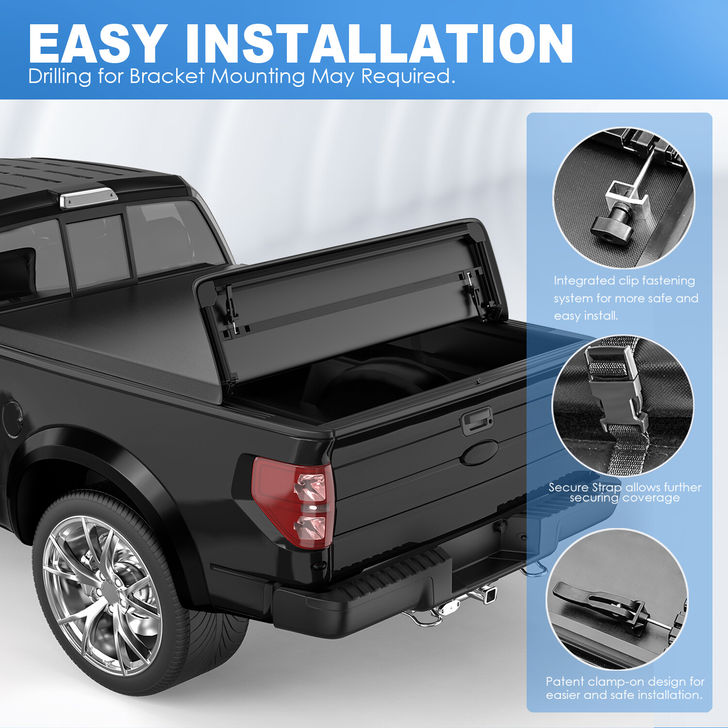 TRI-Fold 5.8FT Bed Soft Tonneau Cover For 2019-2024 Silverado Sierra 1500 Truck