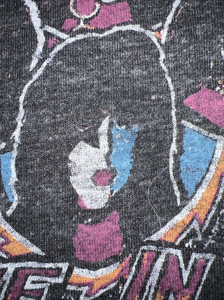 Women’s Vtg KISS’s Band ‘Alive In ‘77!’ 1977 Junk Food Tank Top Shirt Large Gray