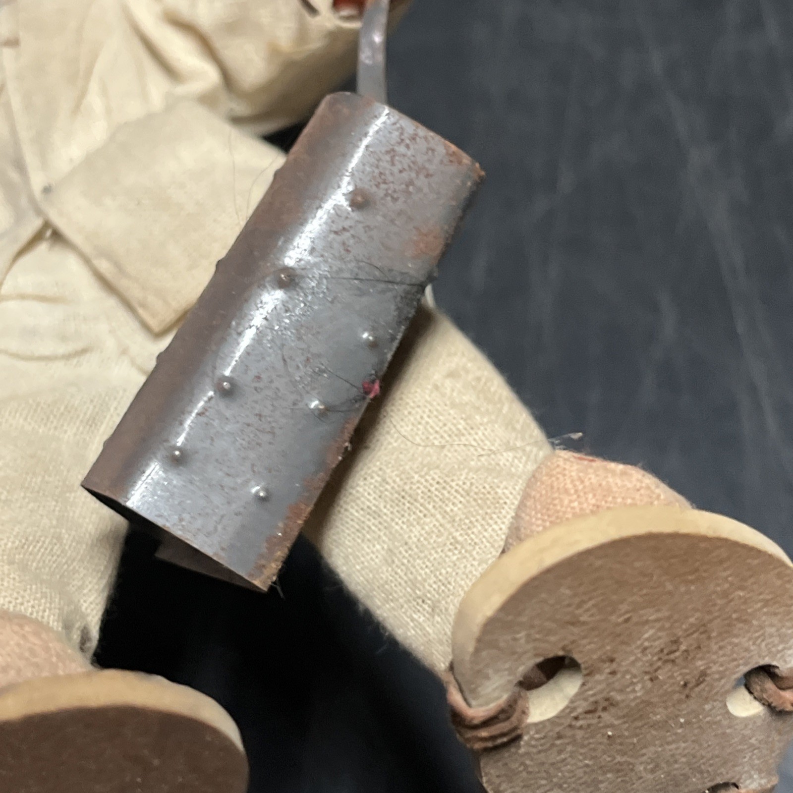 Vintage Mexican Hand Made Painted Oil Cloth Folk Art Dolls 9”Tall