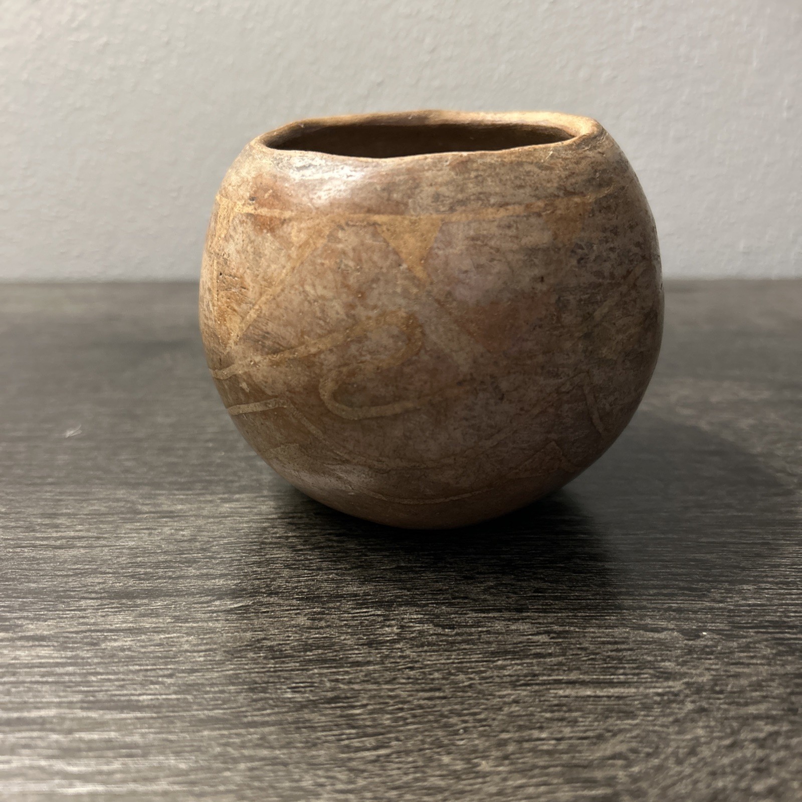 Antique Original Native American Indian Clay Pottery Bowl; Small