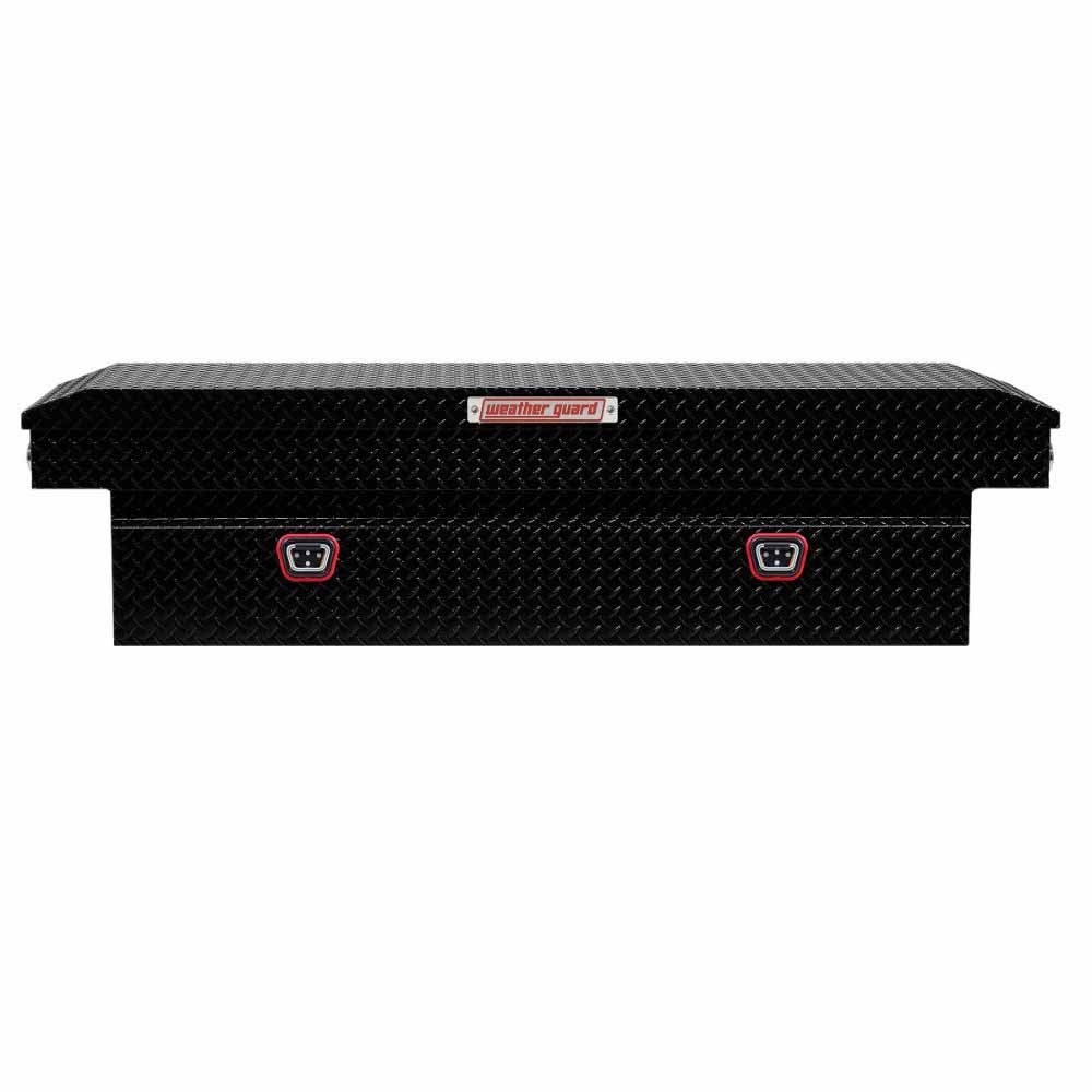 Weatherguard 127-5-04 Full Standard Aluminum Saddle Box, Gloss Black, 11.0 cu ft