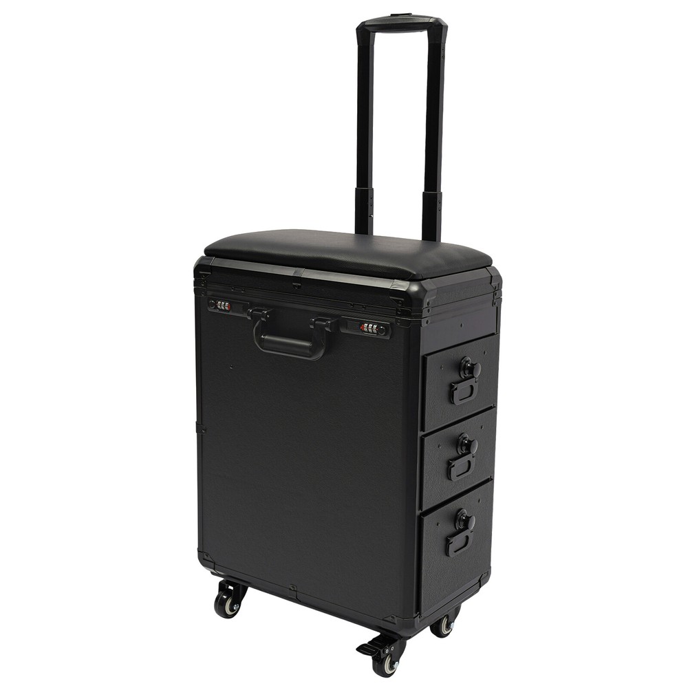 Rolling Makeup Case with Combination Lock Makeup Case with 4 Universal Wheels.