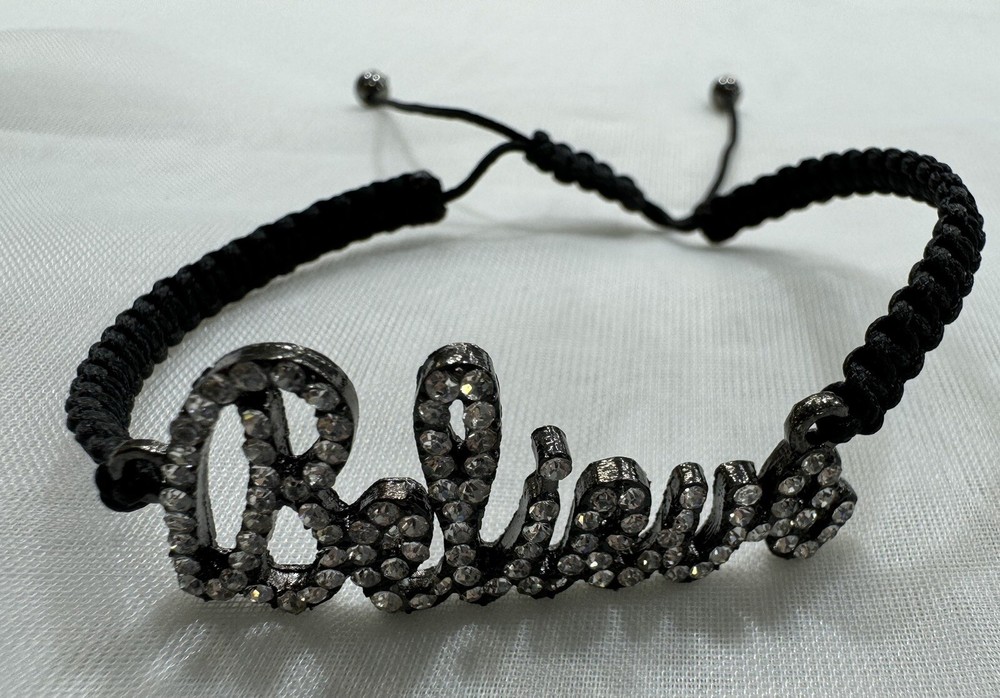 Handmade Unique 4”~7” Adjustable Believe Bracelet with Crystal