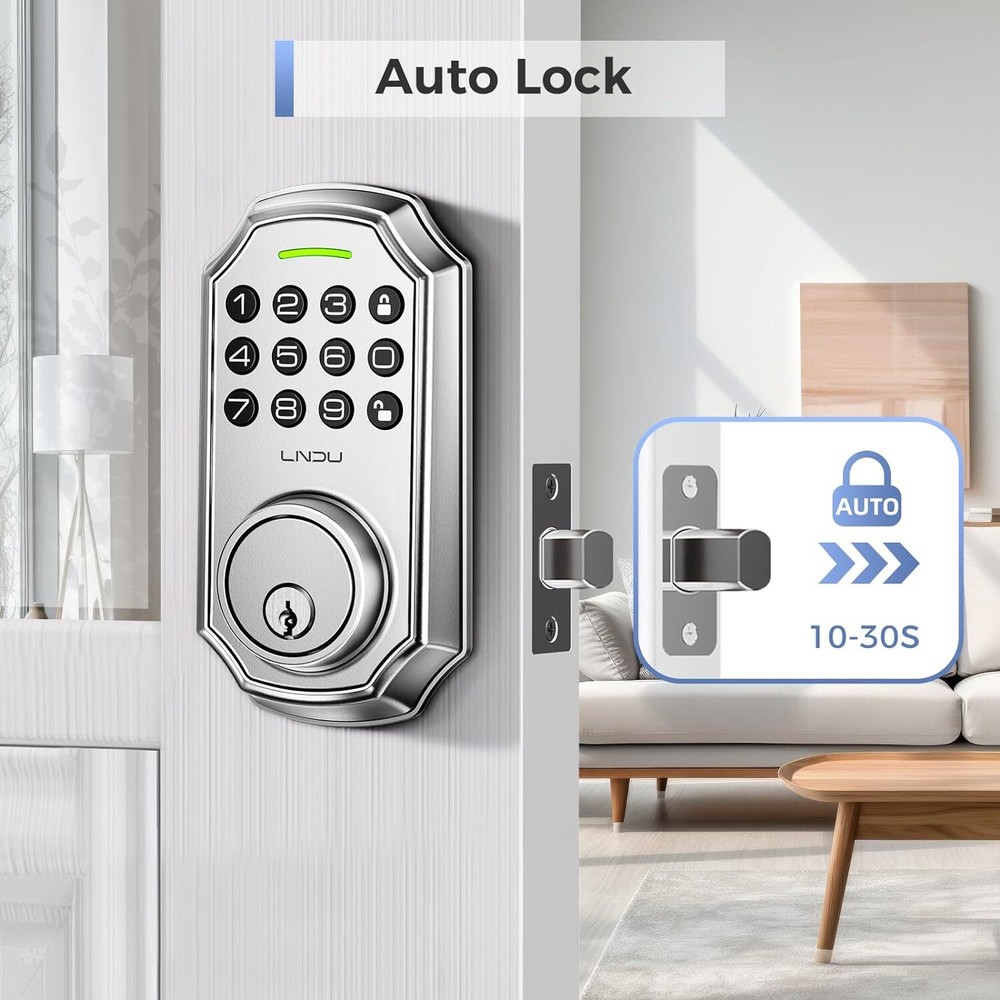 Smart Front Door Lock Set 100 Codes Electronic Keypad Deadbolt Keyless EntryD180