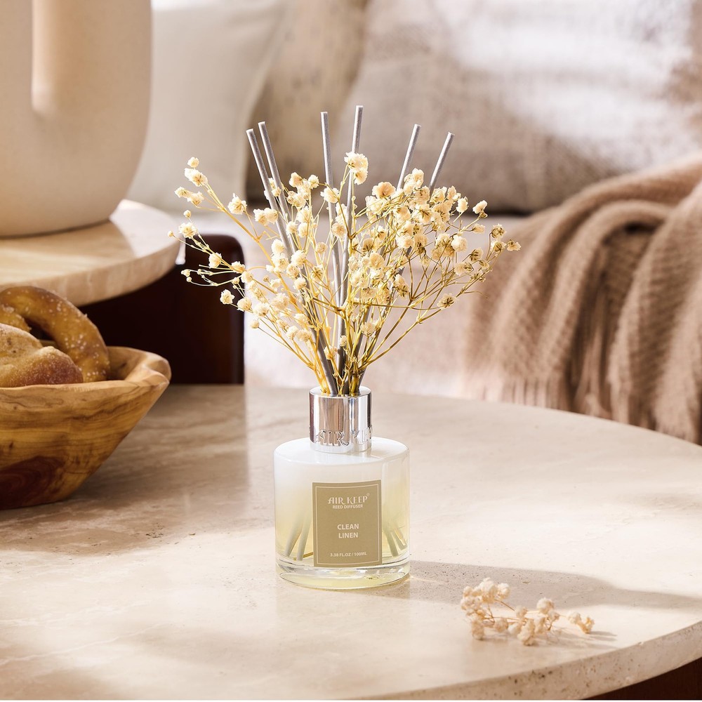 Reed Diffuser Set,3.38 fl oz (100 ml) - Clean Linen Oil Diffusers with 8 Reed...